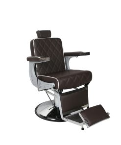 Salon Fit Chrysler Barber Chair Brown with White Piping
